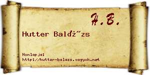 Hutter Balázs névjegykártya